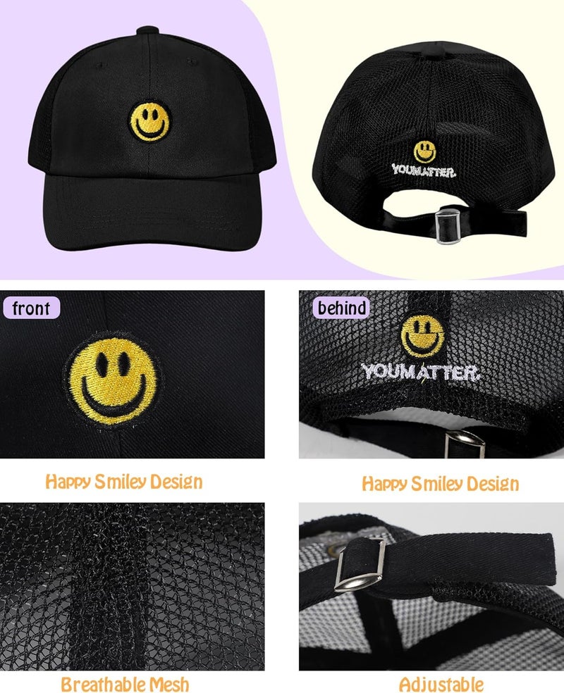 SONMONY Store Smile Face Toddler Baseball Cap Boy Baseball Hats Kids Washed Funny Hats Adjustable Cute Caps for 3-12 Years… - Image 3